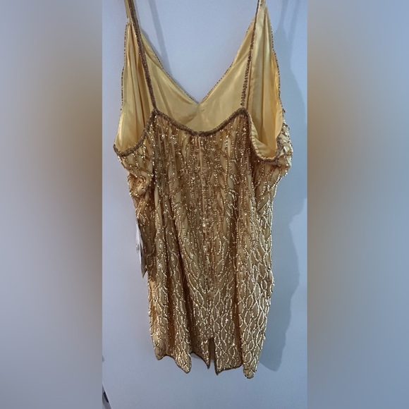 80s Vintage Sequin Gold Dress Mark & John By Gopal/ Gold Chrome Dress - Picture 6 of 6